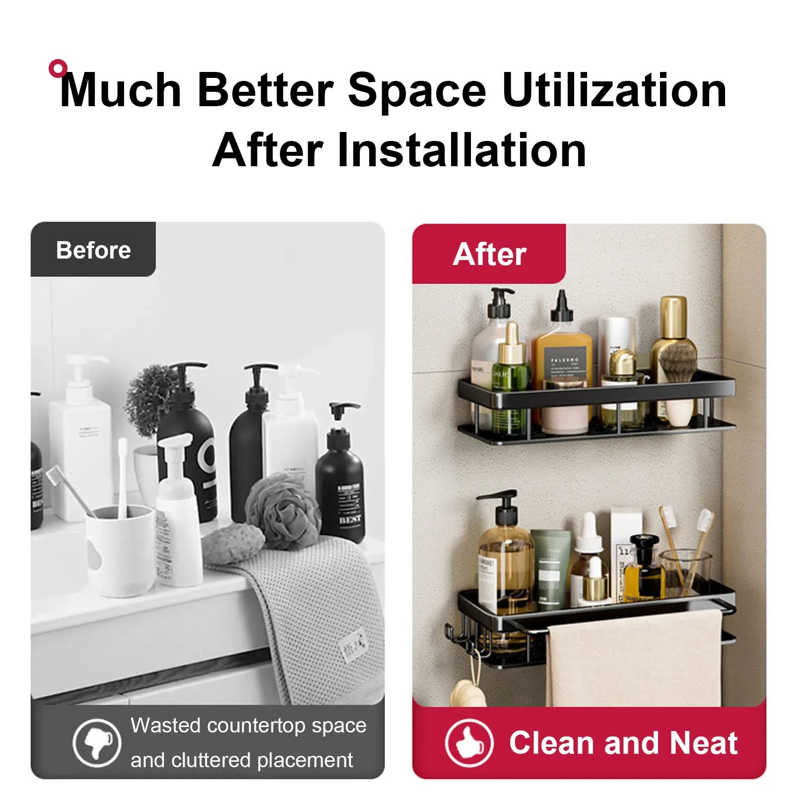 Renter-friendly shower caddy